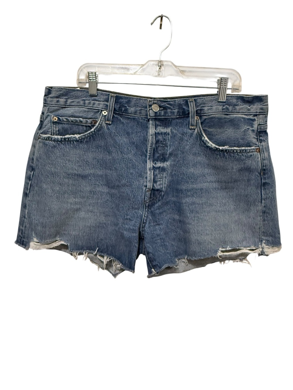 Agolde Parker Distressed Dark Blue Denim Cutoff Shorts